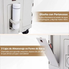 Carrinho de, multifuncional. Compras Dobrável, 50 x 43,5 x 50-94,5 cm, 4 Rodas Giratórias, Branco