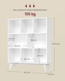 Estante sala, 8 compartimentos, 24 x 90 x 107,4 cm Branca