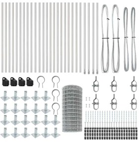 Cerca Euro com 13 postes flangelados, 0,4 x 50 m, em aço galvanizado