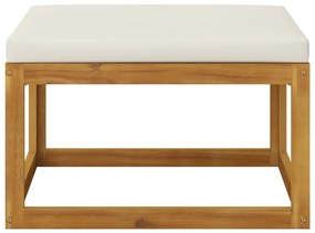 3 pcs conjunto lounge jardim c/ almofadões cor creme acácia