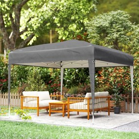 Tenda Dobrável 3x3 m Tenda Pop-up de Jardim com Altura Ajustável e Saco de Transporte Tecido Oxford 210D Anti-UV Cinzento