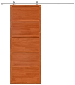 Porta de celeiro 80x208 cm madeira de pinho maciça castanho mel