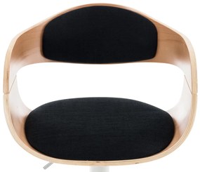 Banco de bar Kingston em tecido e com estrutura cromada 50 x 88-102 x 48 cm Preto + Cor Natural