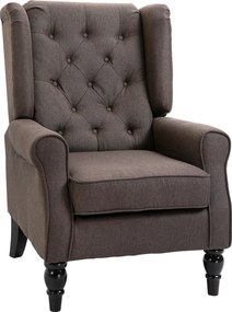 Poltrona de Sala de Estar Poltrona Moderna para Dormitório com Pés de Madeira Poltrona Individual 74x86x102 cm Castanho