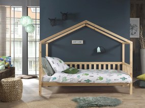 Cama infantil de Casa DALLAS MH 90x200 Com Ripas e Estrado Natural