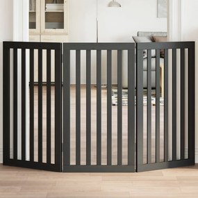 vidaXL Portão para cães dobrável 3 painéis 150 cm álamo preto
