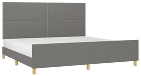 Estrutura de cama sem colchão 200x200 cm tecido cinzento-escuro
