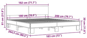 Estrutura de cama 180x200 cm derivados madeira/metal