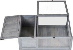 Terrario para Reptéis Casa para Tartarugas de Madeira com Painéis Laterais Transparentes e Trava 91x60,5x32 cm Cinza