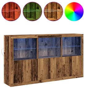 Buffet com Luzes LED Madeira Velha 181,5x37x100 cm Madeira Engenharia