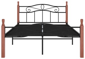 Estrutura de cama 120x200cm metal/madeira carvalho maciça preto