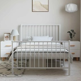 Estrutura de cama com cabeceira e pés 100x190 cm metal branco
