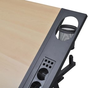 Mesa de desenho com tampo inclinável/banco/2 gavetas