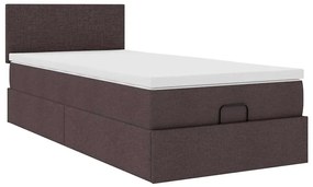 Cama otomana com colchão 100x200 cm tecido castanho escuro