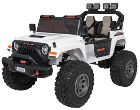 Carro elétrico para Crianças 2 Lugares Extreme Sport 4x4 24V Pneus Espuma EVA, assento couro ecológico Branco