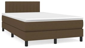 Cama boxspring com colchão 120x190 cm tecido castanho-escuro