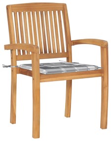 Cadeiras de jardim empiháveis c/ almofadões 4 pcs teca maciça