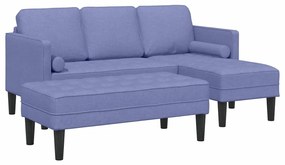 Conjunto de Sofá de 2 Peças com Almofadas Azul Jeans Tecido