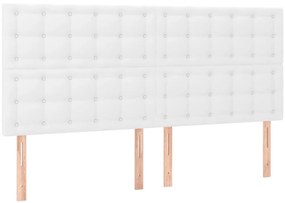Cabeceira cama c/ LED couro artificial 180x5x118/128 cm branco