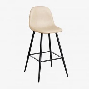 Banqueta Alta Glamm Em Couro Sintético Beige Creme & ↑75 Cm & Preto - Sklum