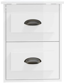 Mesa de cabeceira de parede 41,5x36x53 cm branco brilhante