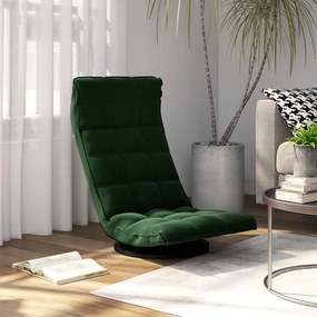 vidaXL Cadeira de piso giratória veludo verde-escuro