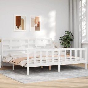 Cama sem colchão 200x200 cm madeira de pinho maciça branco