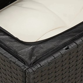 11 pcs conjunto sofás de jardim c/ almofadões vime PE preto
