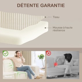 Canapé 3 places en velours côtelé 230 cm, canapé moderne, pas de montage nécessaire, beige FR