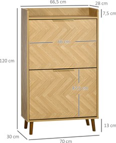 Sapateira, Armário para sapatos com 2 portas basculantes – 70 x 30 x 120 cm