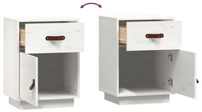 Mesa de cabeceira 40x34x55 cm madeira de pinho maciça branco