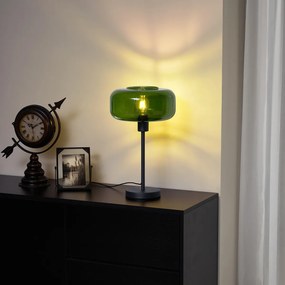 Candeeiro de Mesa Retro Preto com Vidro Verde - Bizle