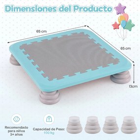 Mini-Trampolim Infantil, 65 x 65 x 13 cm, Superfície Antiderrapante, Azul