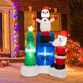 Insuflável de Natal Caixa de correio iluminada, Pai Natal, Boneco de neve e Árvore de Natal com luzes LED  112 x 95 x 185 cm