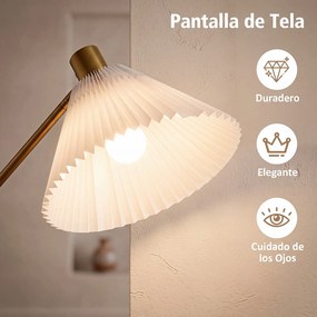 Candeeiro de Pé, Altura 157cm e Ângulo Ajustáveis, Dourado
