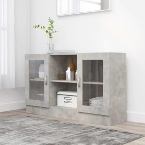vidaXL Armário vitrine 120x30,5x70 cm derivados madeira cinza cimento