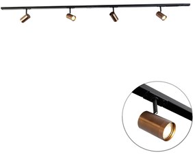 Sistema de calhas moderno monofásico com 4 focos bronze escuro - Jeana Moderno