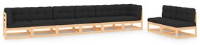 vidaXL 8 pcs conjunto lounge de jardim c/ almofadões pinho maciço
