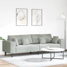 vidaXL Sofá de Veludo com almofada com travesseiro Cinzento-claro 208 cm Veludo