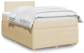 Cama boxspring com colchão 120x190 cm tecido cor creme