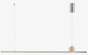 Lâmpada De Teto Pendente Linear Led 170 Cm Em Pedra Natural E Ferro Lanuvio Travertine - Sklum
