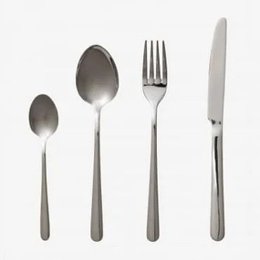 Conjunto De Talheres De 16 Peças Em Aço Inoxidável Sornia Cinza Cromado - Sklum