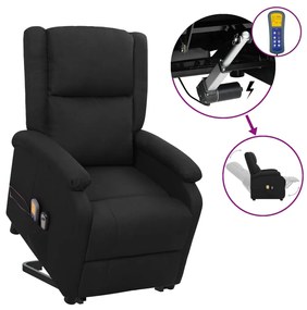 vidaXL Poltrona de massagens elevatória tecido preto