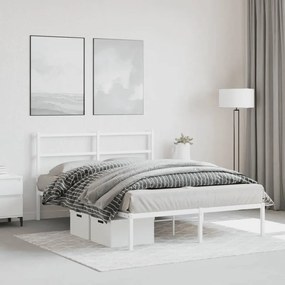 Estrutura de cama com cabeceira 140x190 cm metal branco