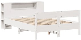 Cama com estante sem colchão 120x190 cm pinho maciço branco