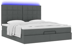Estrutura de cama otomana com colchão 180x200cm cinzento escuro