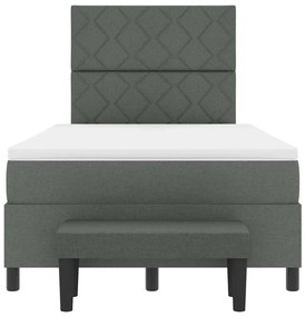 Cama Box Spring com Colchão &amp; Banco Cinza Escuro 120x200 cm Tecido