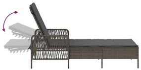 Espreguiçadeira Cinza e cinza escuro Vime PE 157 x 55 x 92 cm