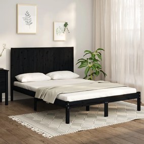 vidaXL Estrutura de cama 120x200 cm madeira de pinho maciça preto