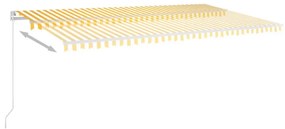 Toldo retrátil manual com LED 600x300 cm amarelo e branco